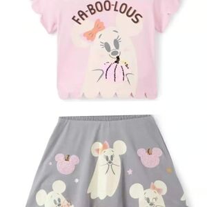 Disney Soft Pink Graphic Tee And Skirt Set